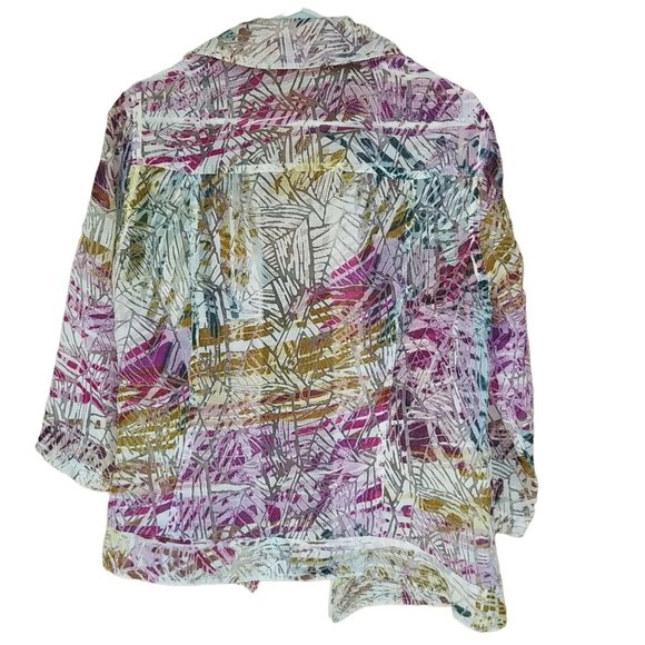 Coldwater Creek Sheer Floral Print Top Sheer Zippered Jacket Spring Plus Sz 16 - Picture 2 of 6